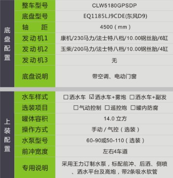 國六東風(fēng)(D9)14方灑水車+霧炮 國六東風(fēng)(D9)14方灑水車+霧炮